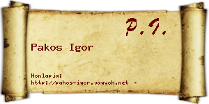 Pakos Igor névjegykártya